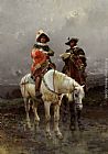 Cesare-auguste Detti Famous Paintings - A Cavalier on a White Horse